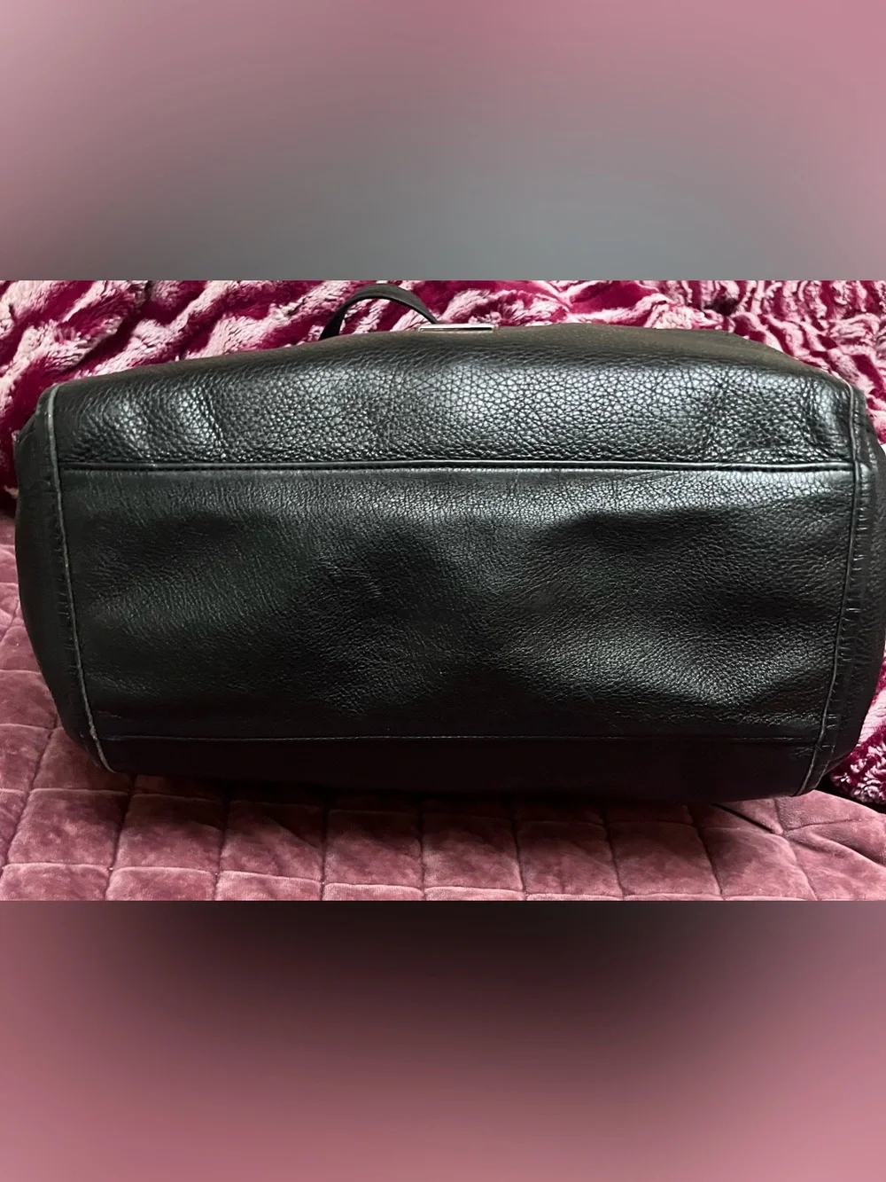 Coach Black Pebbled Leather Tote with Logo Plaque
